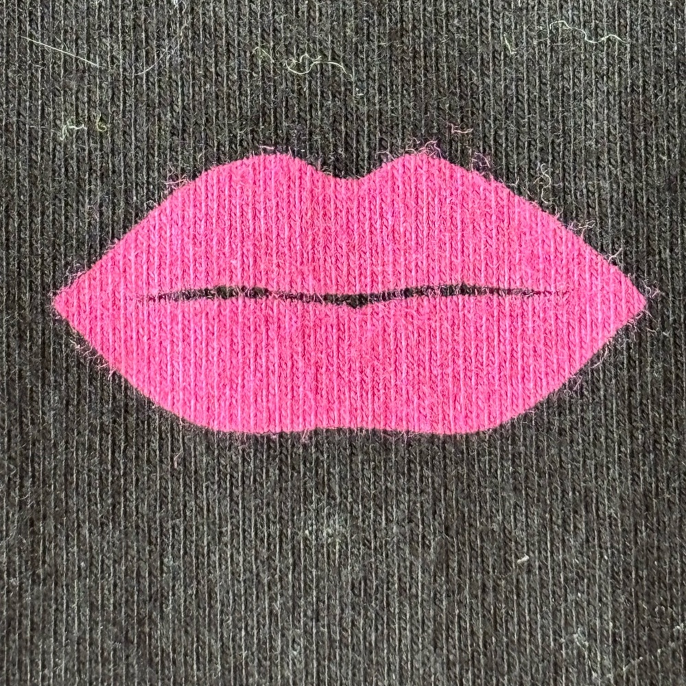 Black & Hot Pink Lip Print Pencil Skirt Stretch Knee Length Size 1X - Picture 6 of 6